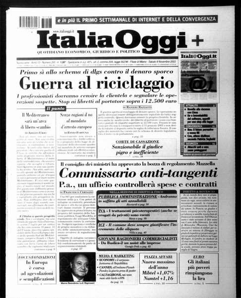 Italia oggi : quotidiano di economia finanza e politica